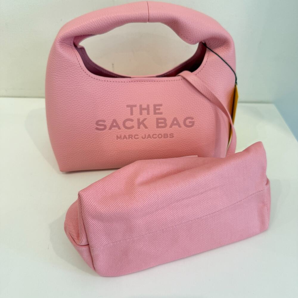 Marc Jacobs Women's Ribbon Pink The Mini Sack Leather Top Handle Bag Authentic - Picture 14 of 16